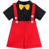 imageIDOPIP Baby Boys Halloween Christmas Costume Gentleman Bowtie Romper Suspenders Shorts Ears Headband Birthday Outfit SetRed  4pcs