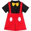 imageIDOPIP Baby Boys Halloween Christmas Costume Gentleman Bowtie Romper Suspenders Shorts Ears Headband Birthday Outfit SetRed  White Dot  4pcs