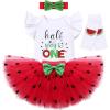 imageIDOPIP Watermelon 1st 2nd 3rd Birthday Outfit for Baby Girl Romper Tutu Skirt Headband Sock Clothes for Smash Cake Photo PropRed  Half Way to One