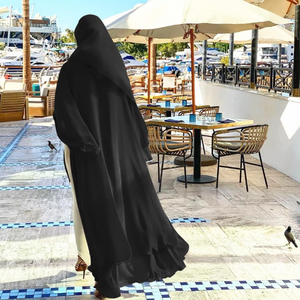 imageAbayas Muslim Dress for Women Long Sleeve Islamic Abaya Eid Dubai Kaftan Dresses Middle East Prayer Dress Chiffon RobeBlack