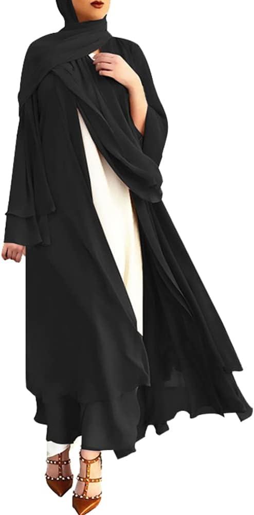 imageAbayas Muslim Dress for Women Long Sleeve Islamic Abaya Eid Dubai Kaftan Dresses Middle East Prayer Dress Chiffon RobeBlack