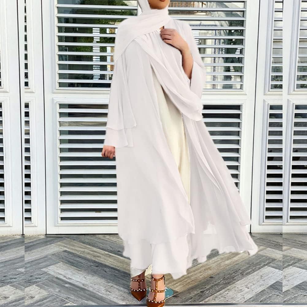imageAbayas Muslim Dress for Women Long Sleeve Islamic Abaya Eid Dubai Kaftan Dresses Middle East Prayer Dress Chiffon RobeWhite