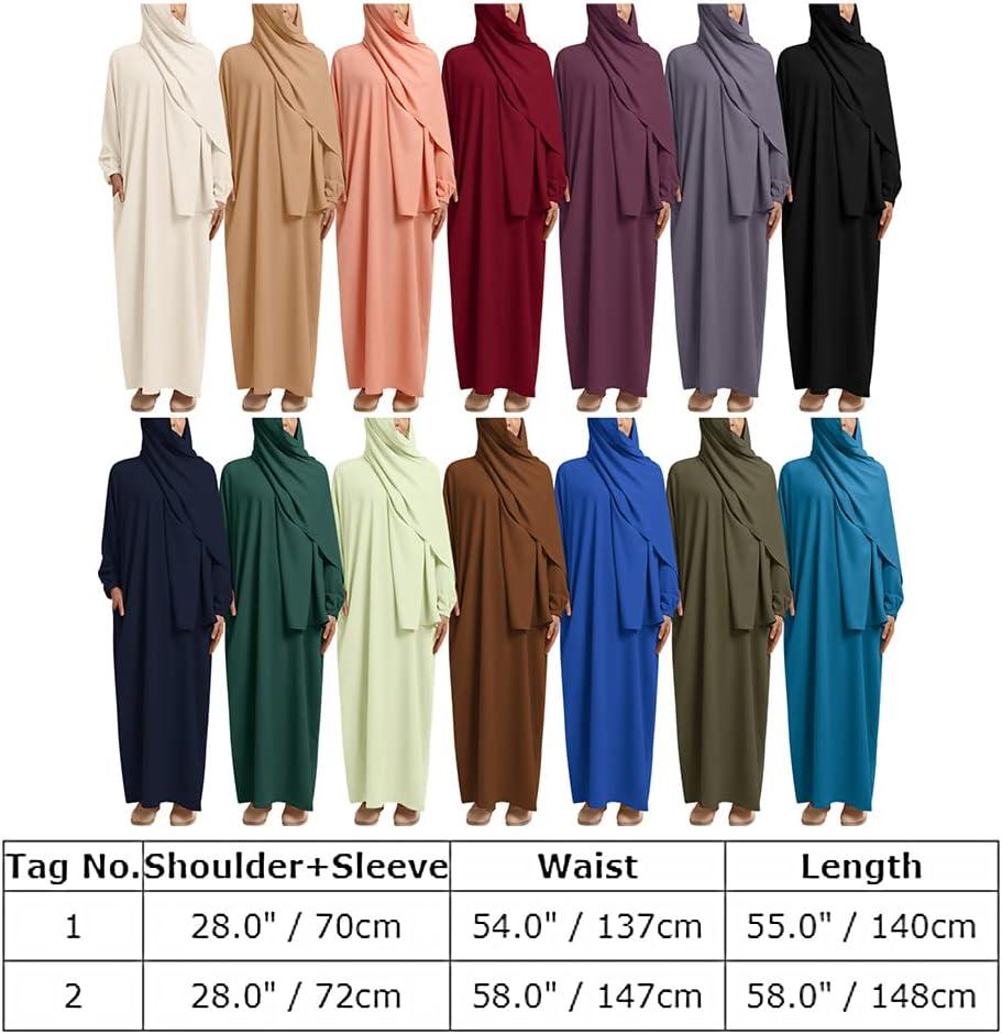 imageIDOPIP Abaya for Women Muslim Dress One Piece Long Sleeve Islamic Prayer Dress with Hooded Hijab Jilbab Loose Maxi Kaftan Dubai Robe Full Length Cover Gown Middle East Modest Prayer Clothes Black No1