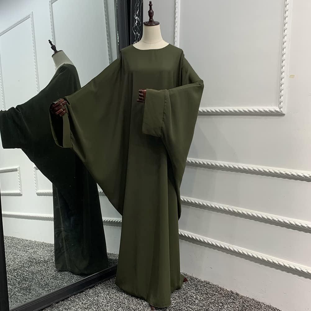 imageIDOPIP Abayas for Women Muslim Dress with Hijab OnePiece Long Sleeve Islamic Prayer Dress with Khimar Jilbab Kaftan ClothesArmy Green 1pc Dress Only