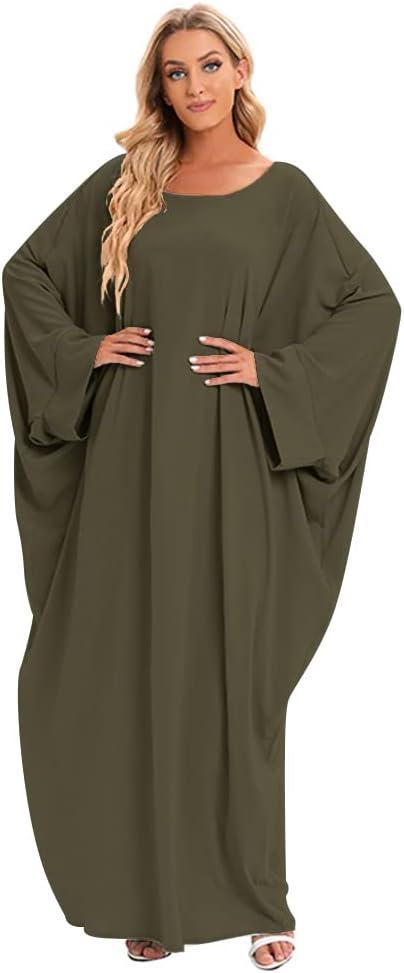 imageIDOPIP Abayas for Women Muslim Dress with Hijab OnePiece Long Sleeve Islamic Prayer Dress with Khimar Jilbab Kaftan ClothesArmy Green 1pc Dress Only