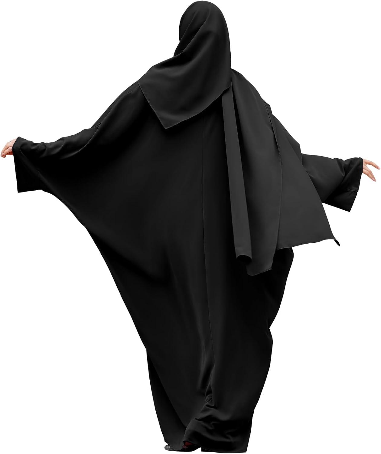 imageIDOPIP Abayas for Women Muslim Dress with Hijab OnePiece Long Sleeve Islamic Prayer Dress with Khimar Jilbab Kaftan ClothesBlack  Hijab