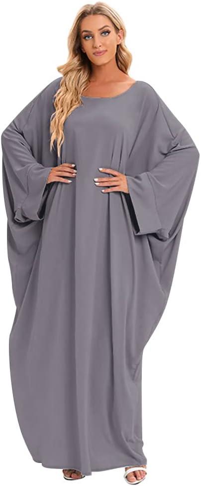 imageIDOPIP Abayas for Women Muslim Dress with Hijab OnePiece Long Sleeve Islamic Prayer Dress with Khimar Jilbab Kaftan ClothesGray 1pc Dress Only