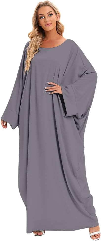 imageIDOPIP Abayas for Women Muslim Dress with Hijab OnePiece Long Sleeve Islamic Prayer Dress with Khimar Jilbab Kaftan ClothesGray 1pc Dress Only