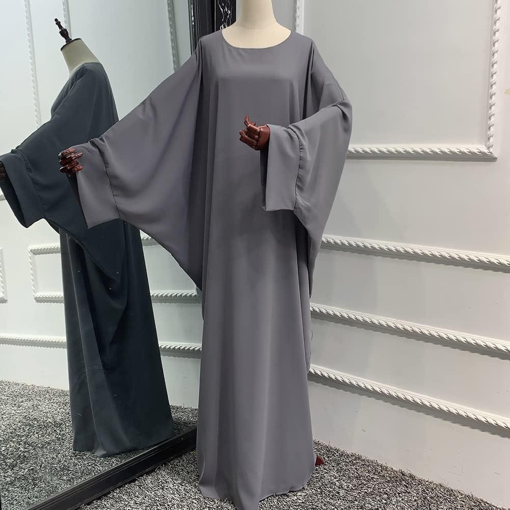 imageIDOPIP Abayas for Women Muslim Dress with Hijab OnePiece Long Sleeve Islamic Prayer Dress with Khimar Jilbab Kaftan ClothesGray 1pc Dress Only