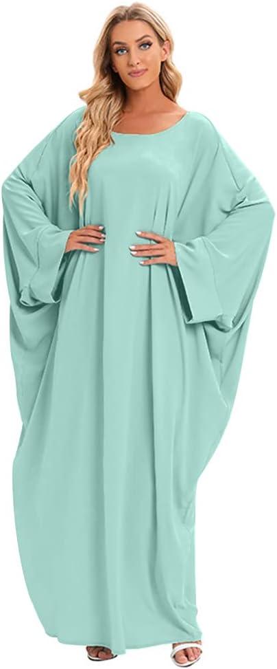 imageIDOPIP Abayas for Women Muslim Dress with Hijab OnePiece Long Sleeve Islamic Prayer Dress with Khimar Jilbab Kaftan ClothesGreen 1pc Dress Only