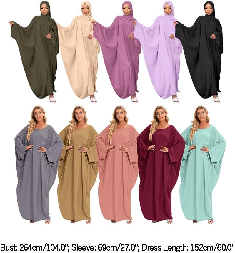 imageIDOPIP Abayas for Women Muslim Dress with Hijab OnePiece Long Sleeve Islamic Prayer Dress with Khimar Jilbab Kaftan ClothesKhaki 1pc Dress Only