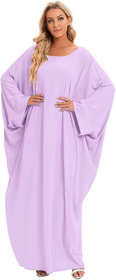 imageIDOPIP Abayas for Women Muslim Dress with Hijab OnePiece Long Sleeve Islamic Prayer Dress with Khimar Jilbab Kaftan ClothesLight Purple 1pc Dress Only