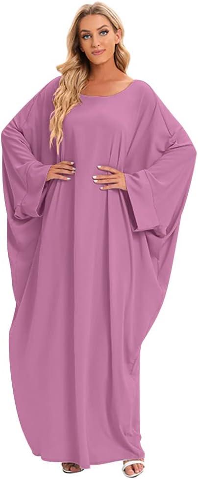 imageIDOPIP Abayas for Women Muslim Dress with Hijab OnePiece Long Sleeve Islamic Prayer Dress with Khimar Jilbab Kaftan ClothesPurple 1pc Dress Only