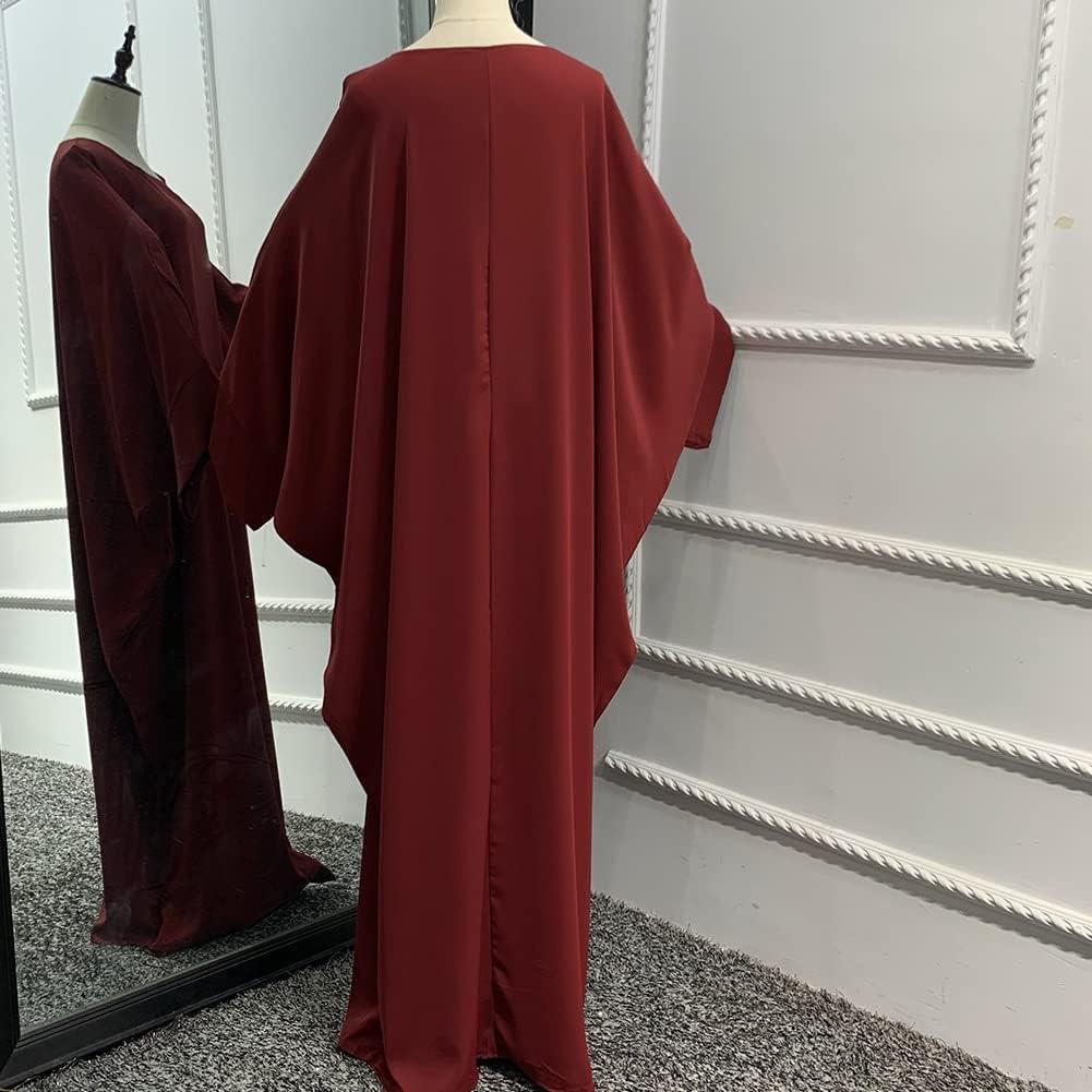 imageIDOPIP Abayas for Women Muslim Dress with Hijab OnePiece Long Sleeve Islamic Prayer Dress with Khimar Jilbab Kaftan ClothesWine Red 1pc Dress Only