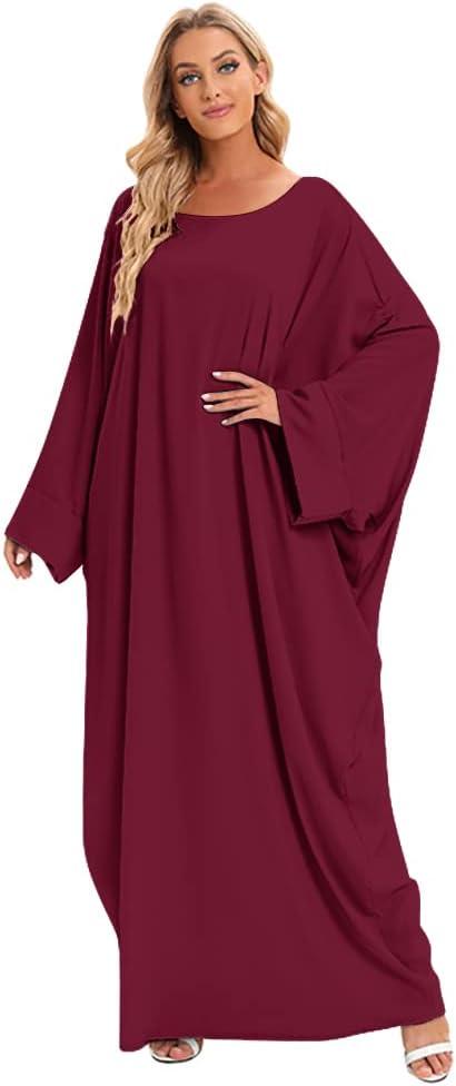 imageIDOPIP Abayas for Women Muslim Dress with Hijab OnePiece Long Sleeve Islamic Prayer Dress with Khimar Jilbab Kaftan ClothesWine Red 1pc Dress Only
