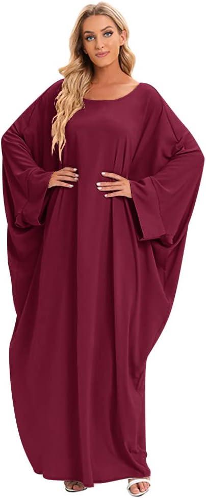 imageIDOPIP Abayas for Women Muslim Dress with Hijab OnePiece Long Sleeve Islamic Prayer Dress with Khimar Jilbab Kaftan ClothesWine Red 1pc Dress Only