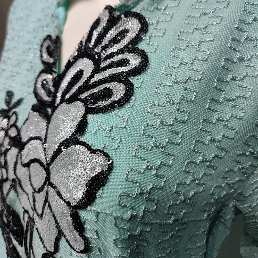 imageIDOPIP Abayas for Women Muslim Long Sleeve Embroidery Applique Maxi Kaftan Dresses Casual Loose Full Cover Islamic Dubai RobeGreen