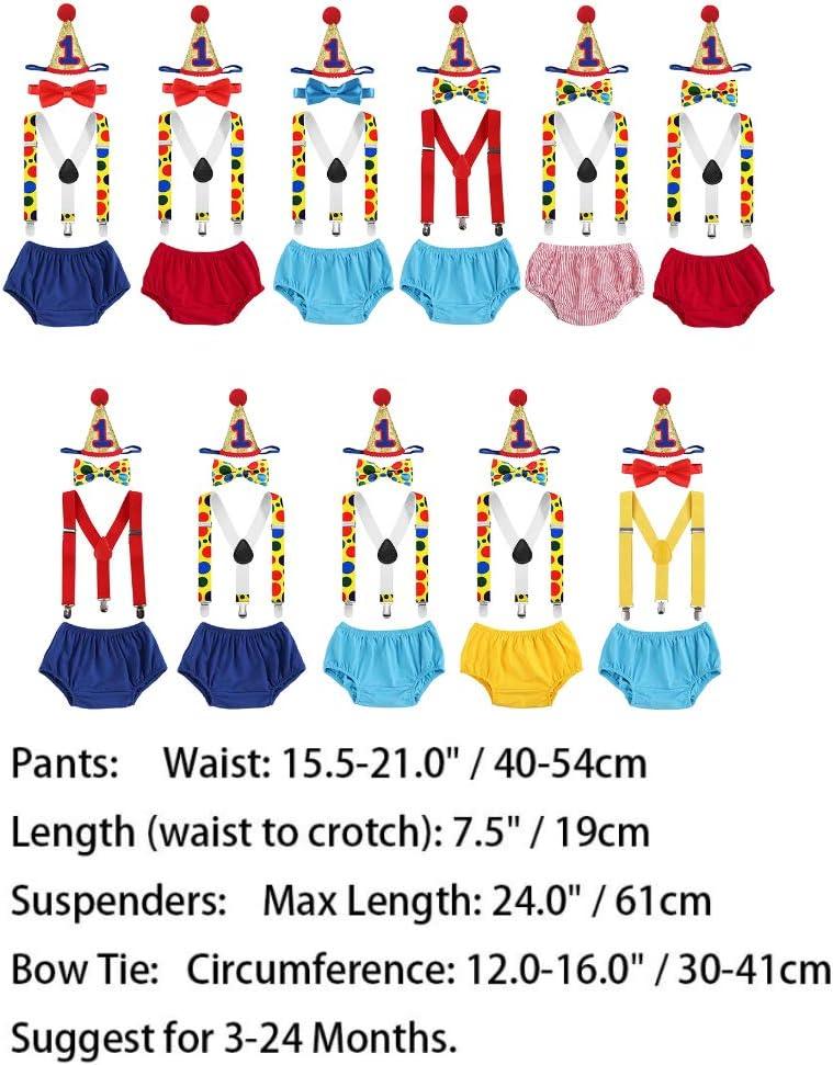 imageIDOPIP Baby Boys Circus Cake Smash Outfit Little Clown Costume 1st Birthday Diaper Cover Suspender Bowtie Set for Photo PartyRoyal Blue 4pcs