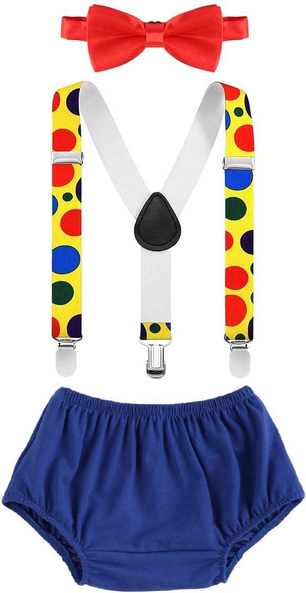 imageIDOPIP Baby Boys Circus Cake Smash Outfit Little Clown Costume 1st Birthday Diaper Cover Suspender Bowtie Set for Photo PartyRoyal Blue 4pcs