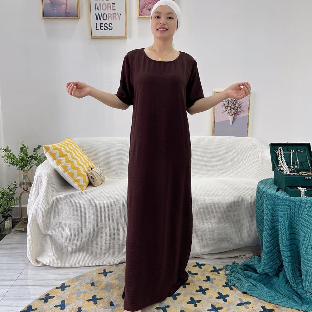 imageIDOPIP Muslim Abaya Dress for Women Long Sleeve Open Front Cardigan  Kaftan  Skirt  Hijab 34PCS Islamic Prayer Outfit SetCoffee  Hijab