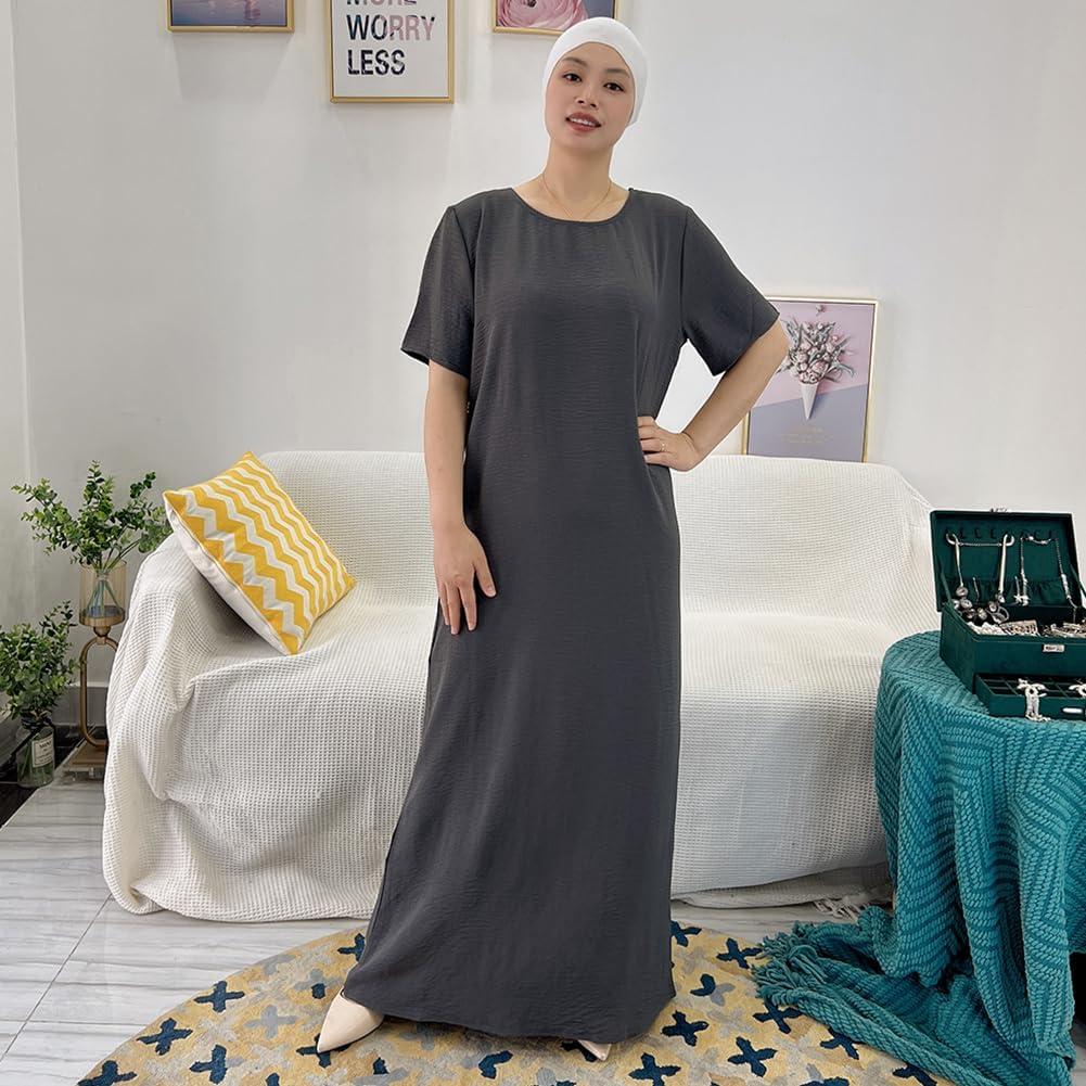 imageIDOPIP Muslim Abaya Dress for Women Long Sleeve Open Front Cardigan  Kaftan  Skirt  Hijab 34PCS Islamic Prayer Outfit SetGray  Hijab