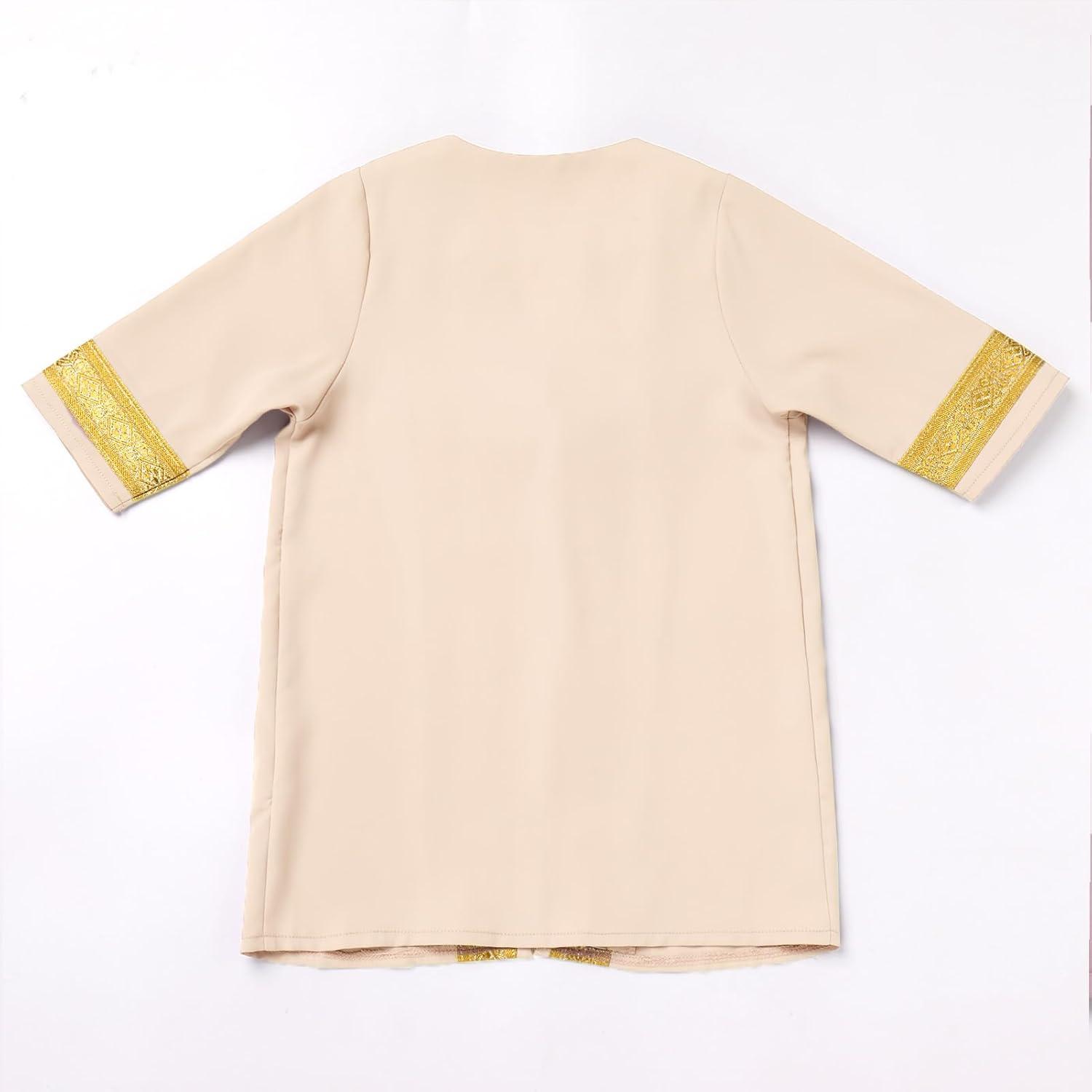 imageIDOPIP Muslim Baby Boys Ramadan Eid Outfit Cardigan Kaftan Thobe Arabic Islamic Abaya Dubai Robe Clothes with Head ScarfRopeBeige