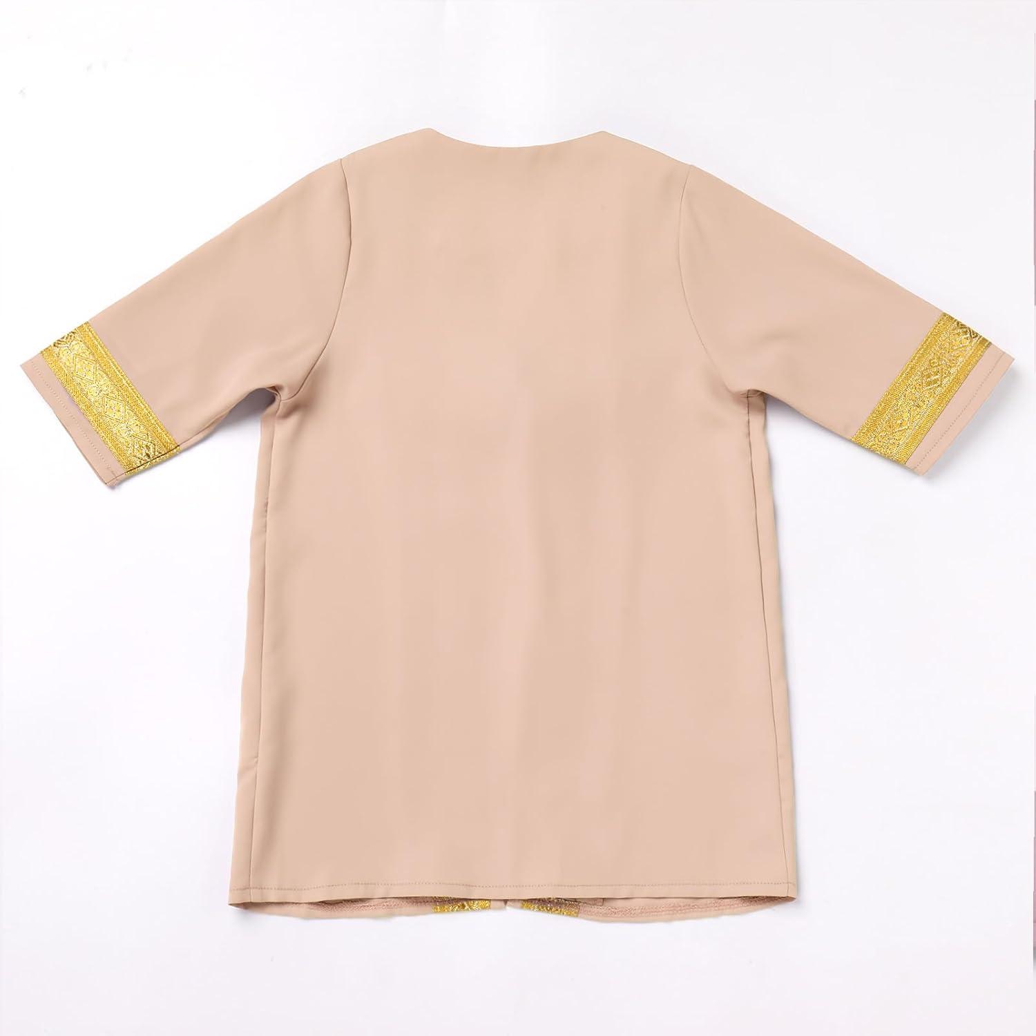 imageIDOPIP Muslim Baby Boys Ramadan Eid Outfit Cardigan Kaftan Thobe Arabic Islamic Abaya Dubai Robe Clothes with Head ScarfRopeKhaki