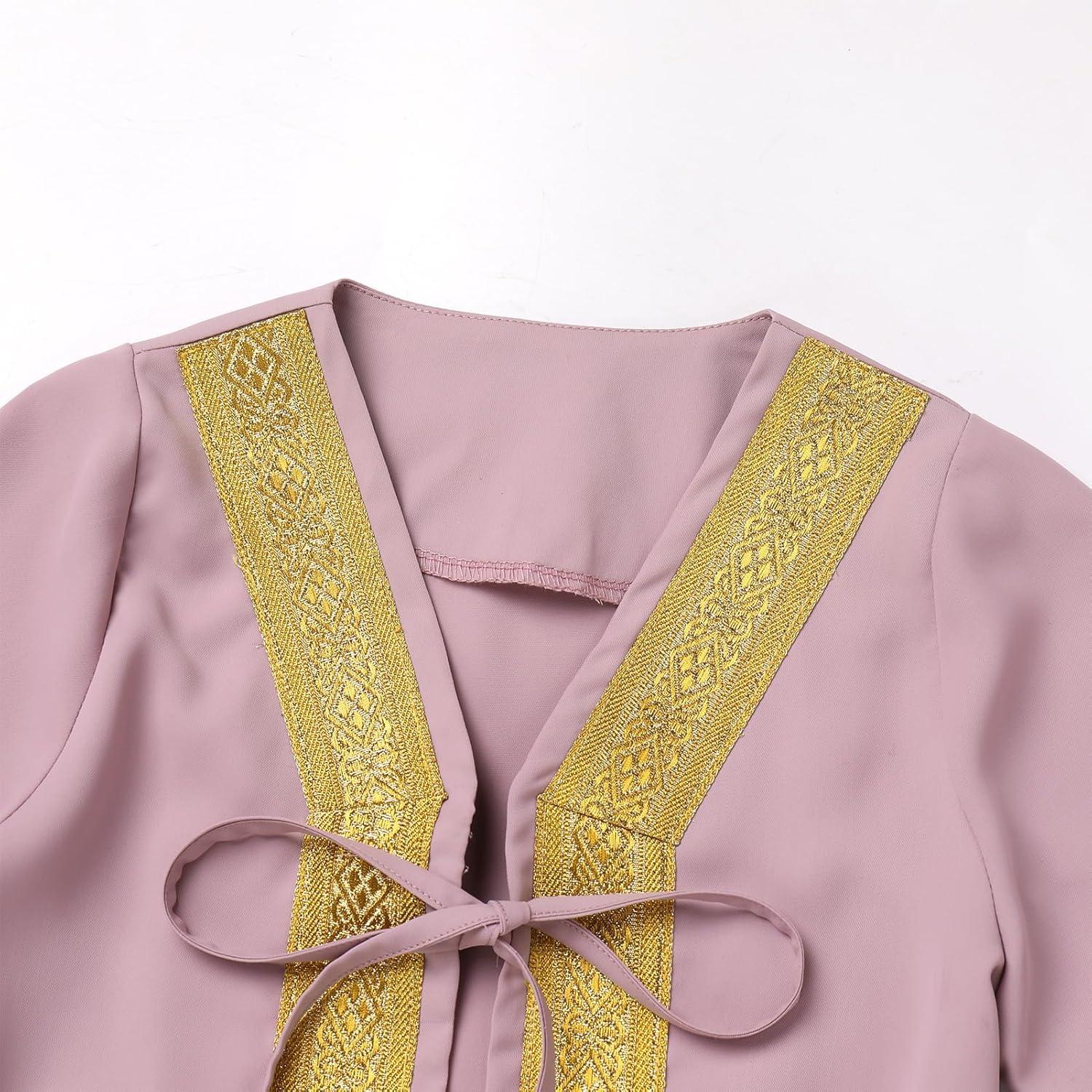 imageIDOPIP Muslim Baby Boys Ramadan Eid Outfit Cardigan Kaftan Thobe Arabic Islamic Abaya Dubai Robe Clothes with Head ScarfRopePurple