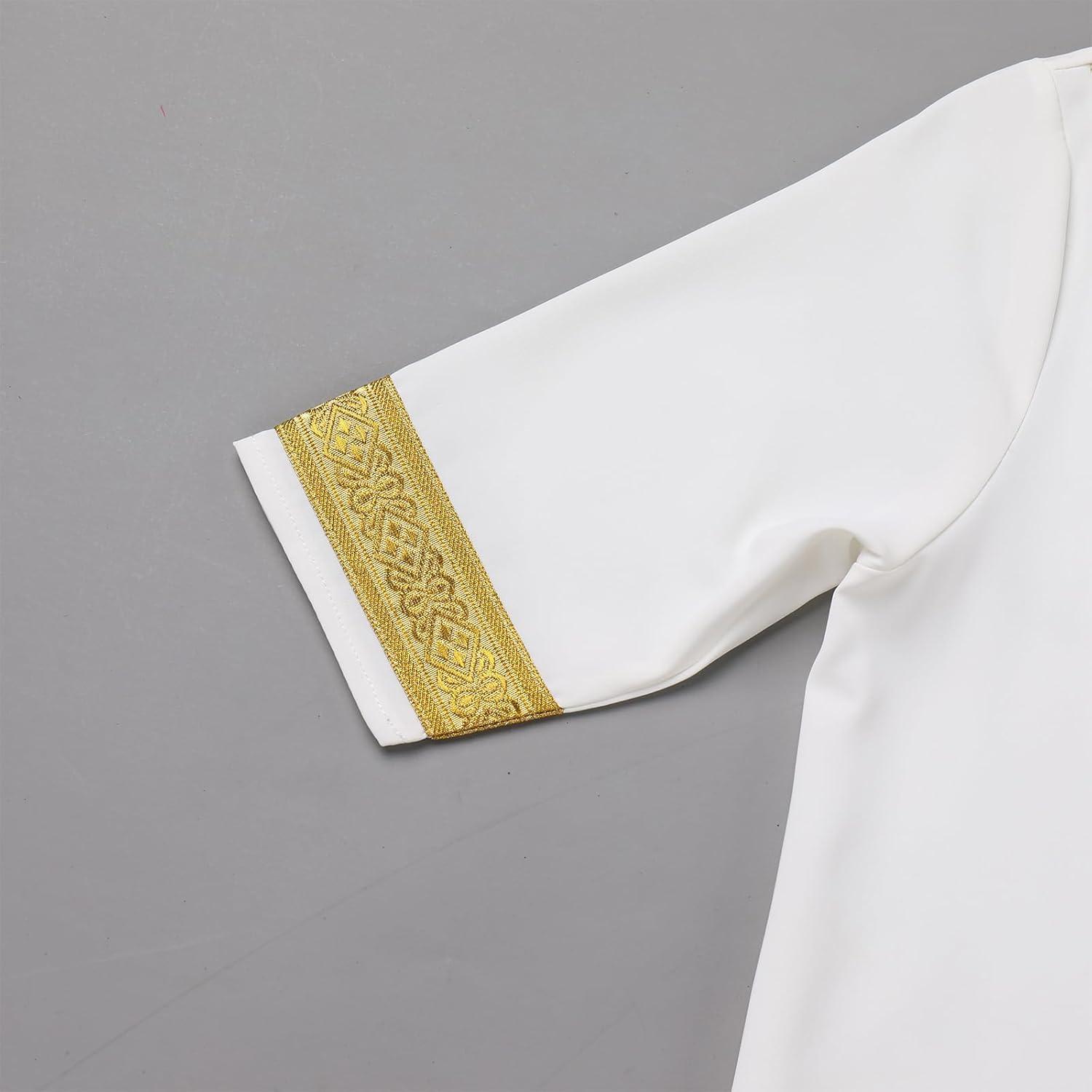 imageIDOPIP Muslim Baby Boys Ramadan Eid Outfit Cardigan Kaftan Thobe Arabic Islamic Abaya Dubai Robe Clothes with Head ScarfRopeWhite