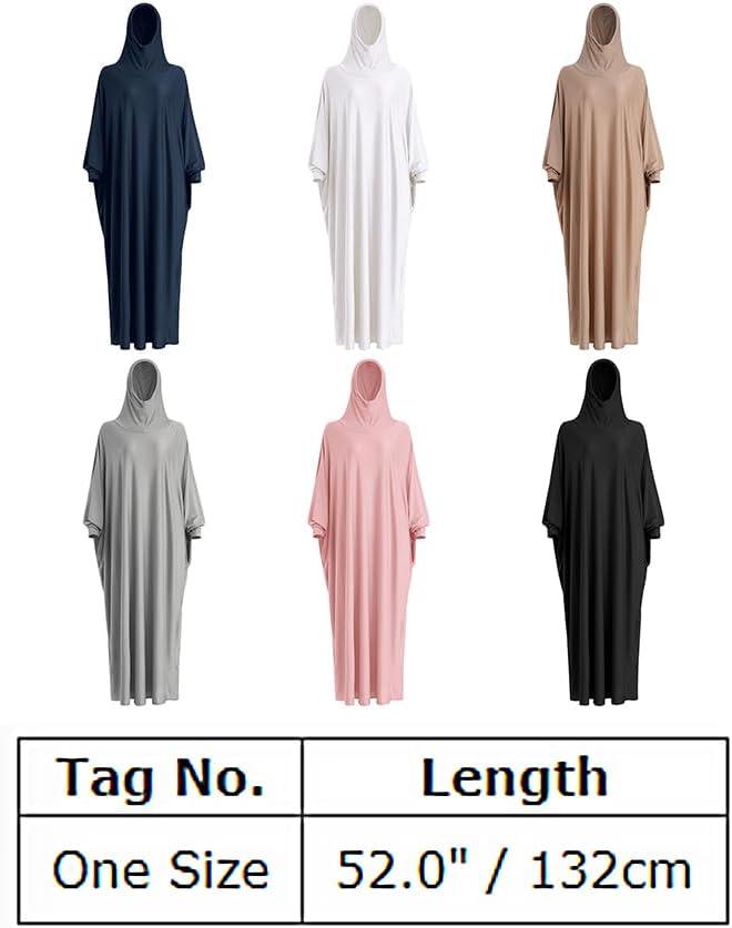 imageIDOPIP Muslim Dresses for Women One Piece Long Sleeve Islamic Prayer Ramadan Abaya Hooded Hijab Loose Maxi Kaftan Dubai RobeWhite