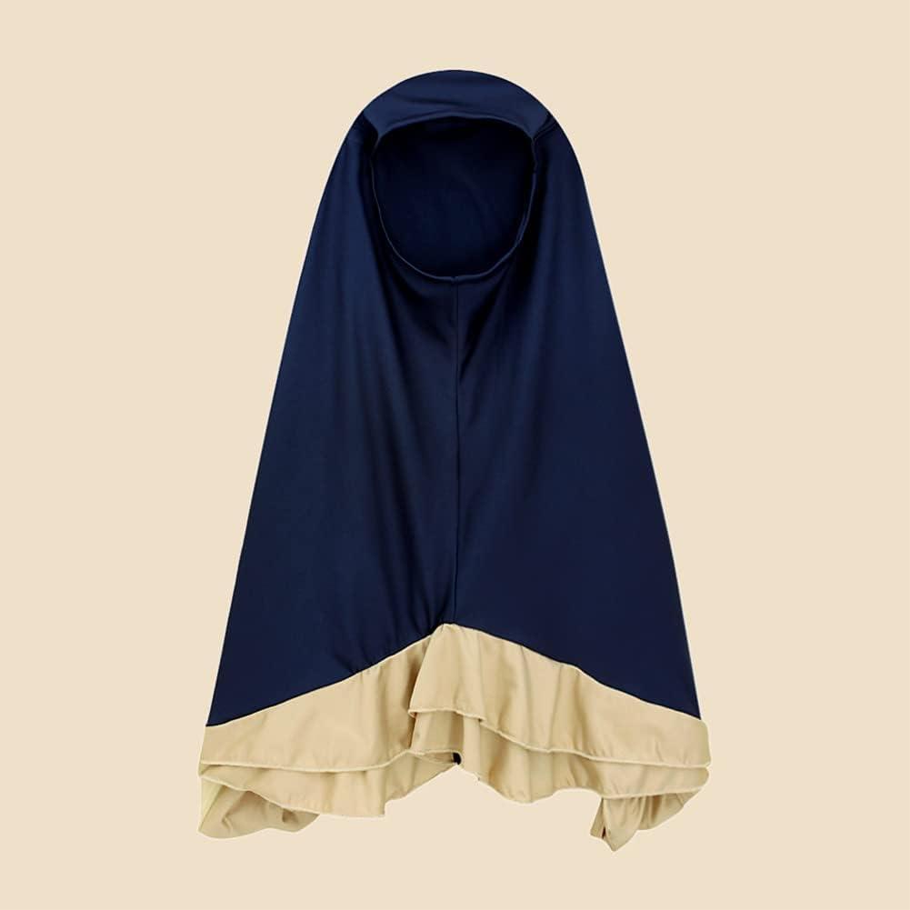imageIDOPIP Muslim Girls Dress for Kids Long Sleeve Islamic Prayer Abaya Dress Maxi Kaftan Thobe with Hijab 2PCS Modest ClothesNavy Blue  Plain