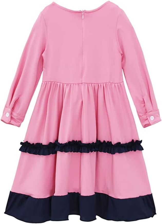 imageIDOPIP Muslim Girls Dress for Kids Long Sleeve Islamic Prayer Abaya Dress Maxi Kaftan Thobe with Hijab 2PCS Modest ClothesPink  Ruffle
