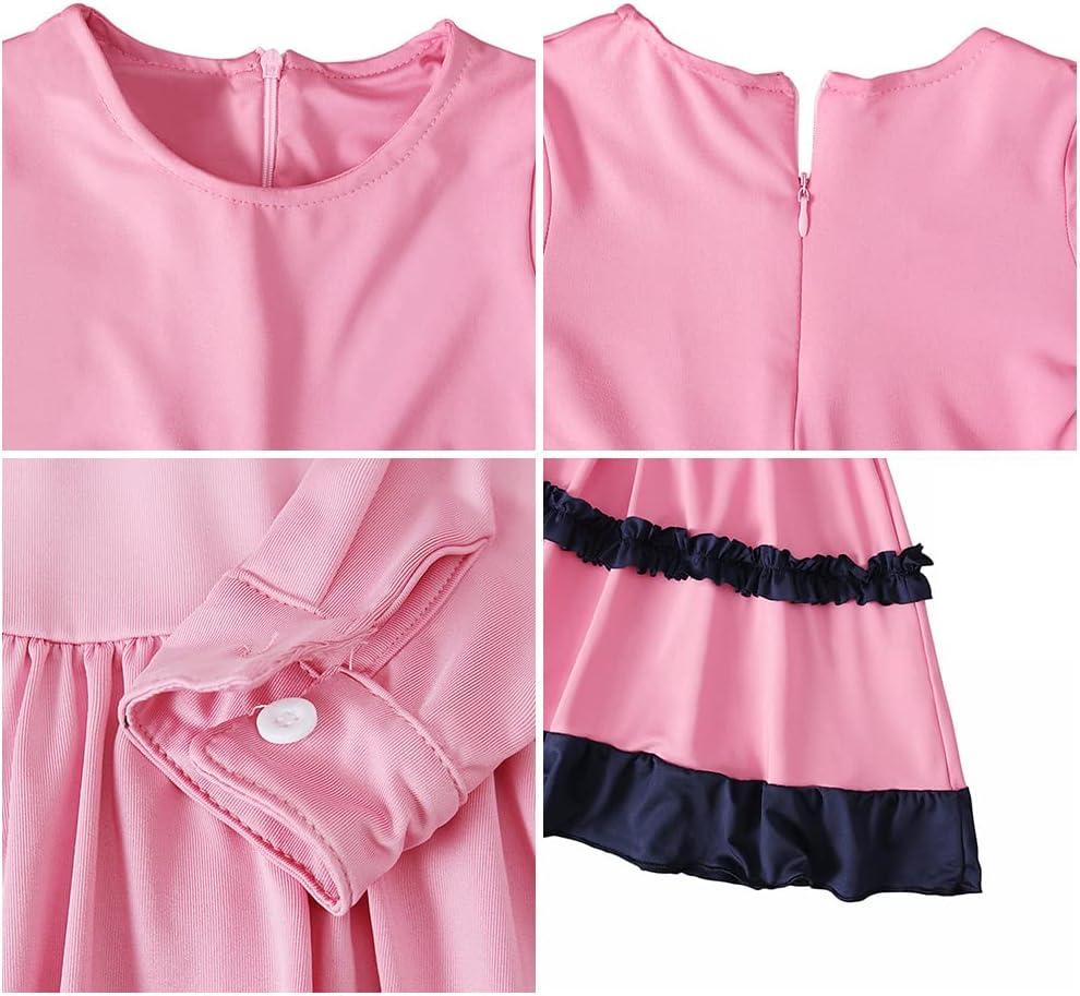imageIDOPIP Muslim Girls Dress for Kids Long Sleeve Islamic Prayer Abaya Dress Maxi Kaftan Thobe with Hijab 2PCS Modest ClothesPink  Ruffle