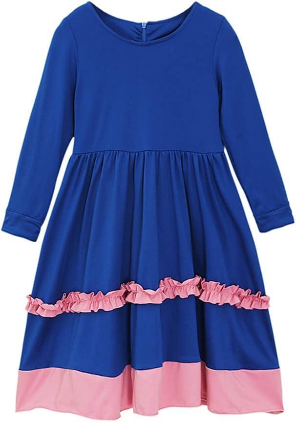 imageIDOPIP Muslim Girls Dress for Kids Long Sleeve Islamic Prayer Abaya Dress Maxi Kaftan Thobe with Hijab 2PCS Modest ClothesRoyal Blue  Pink  Ruffle