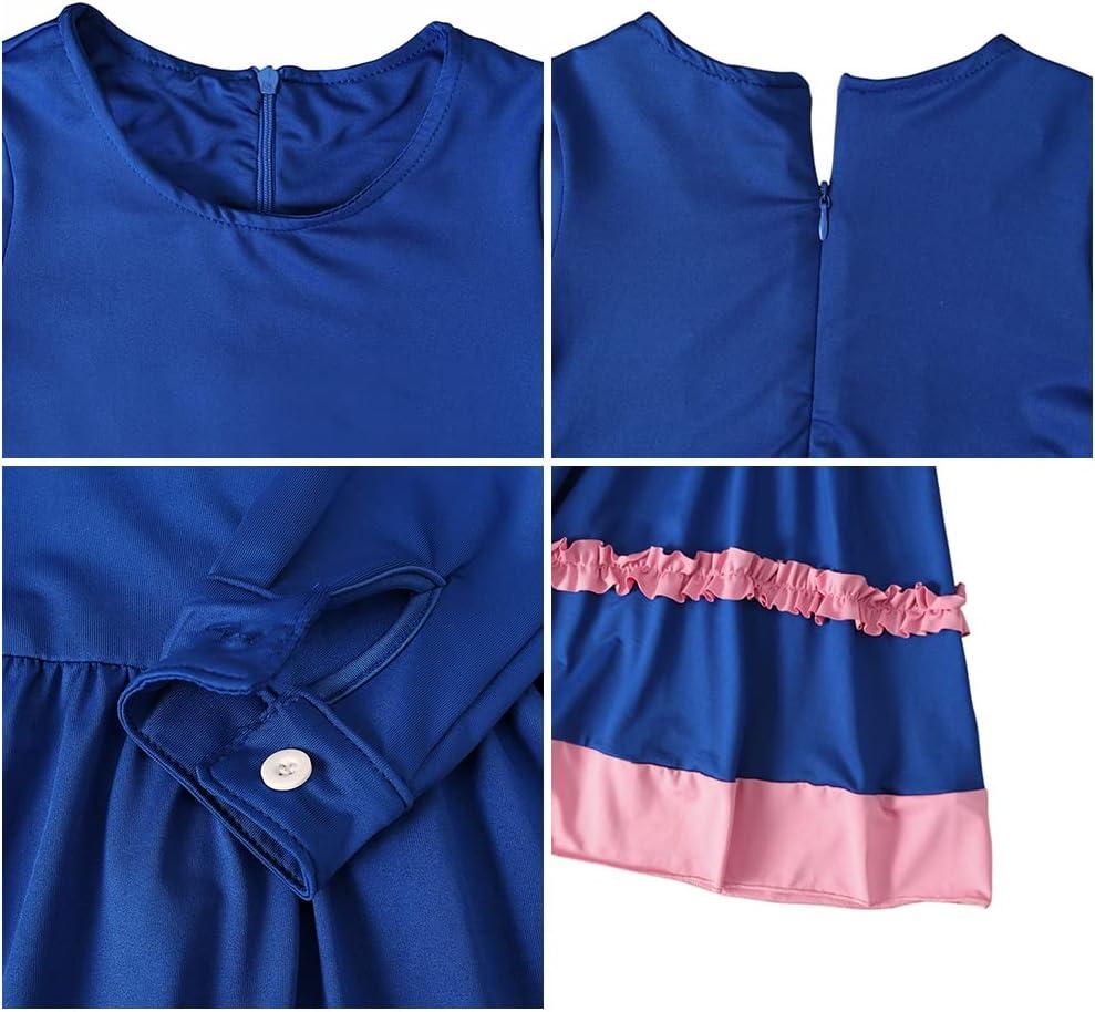 imageIDOPIP Muslim Girls Dress for Kids Long Sleeve Islamic Prayer Abaya Dress Maxi Kaftan Thobe with Hijab 2PCS Modest ClothesRoyal Blue  Pink  Ruffle