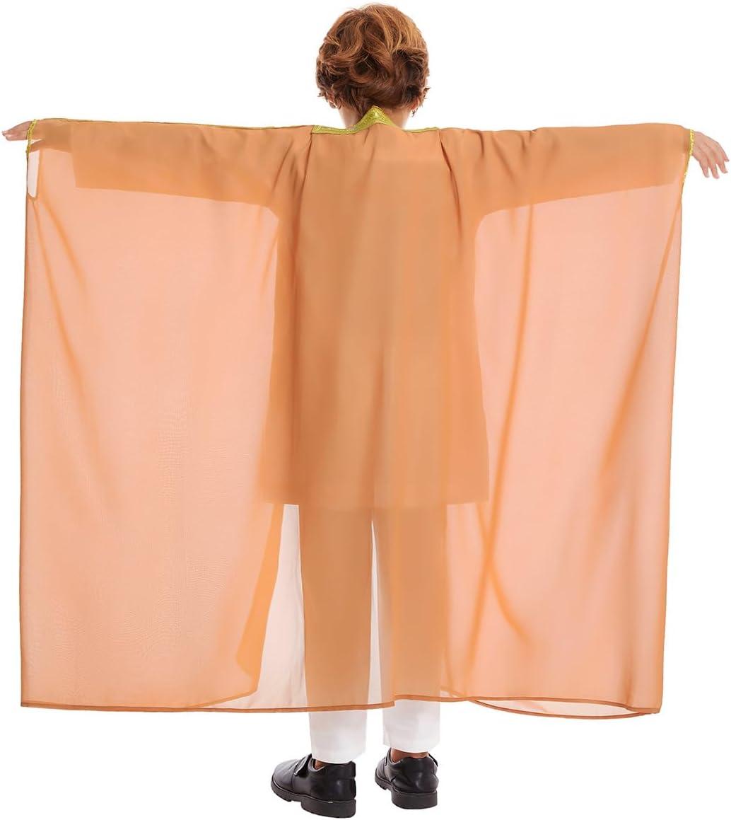 imageIDOPIP Muslim Thobe for Boys Islamic Arabic Kaftan Robe Ramadan Kids Long Sleeve Embroidery Tassels Open Front Cardigan ThobeCamel
