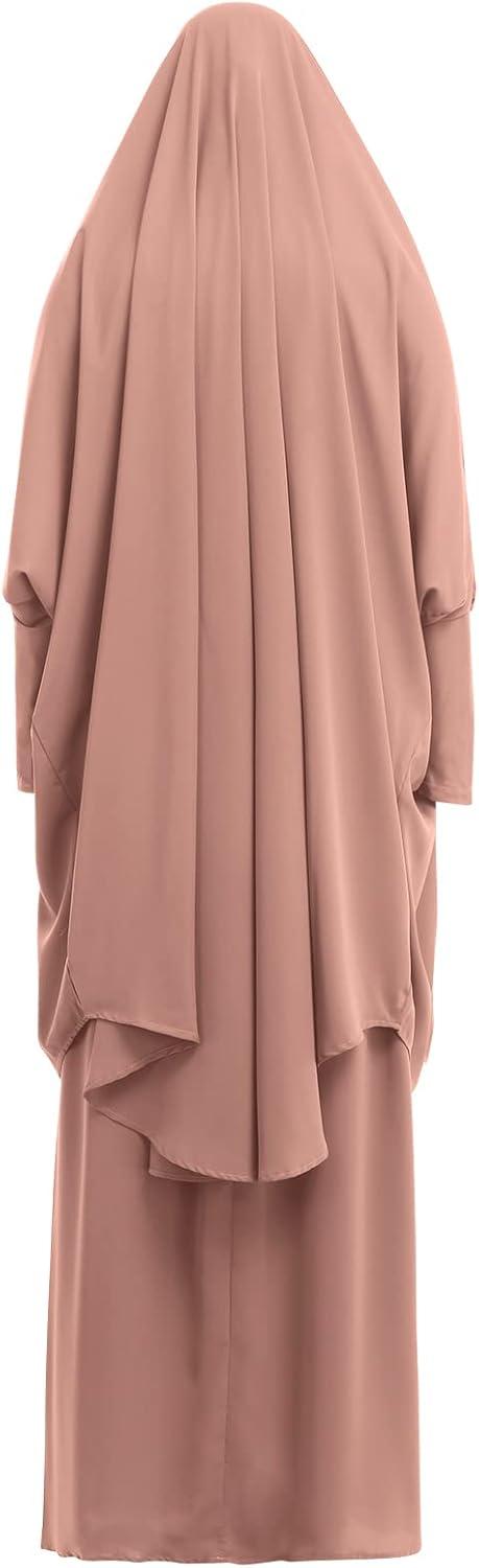 imageIDOPIP Two Pieces Jilbab Modest Dress for Muslim Women Long Maxi Khimar  Skirt with Hijab Burkas Islamic Abaya Dress OutfitKhaki