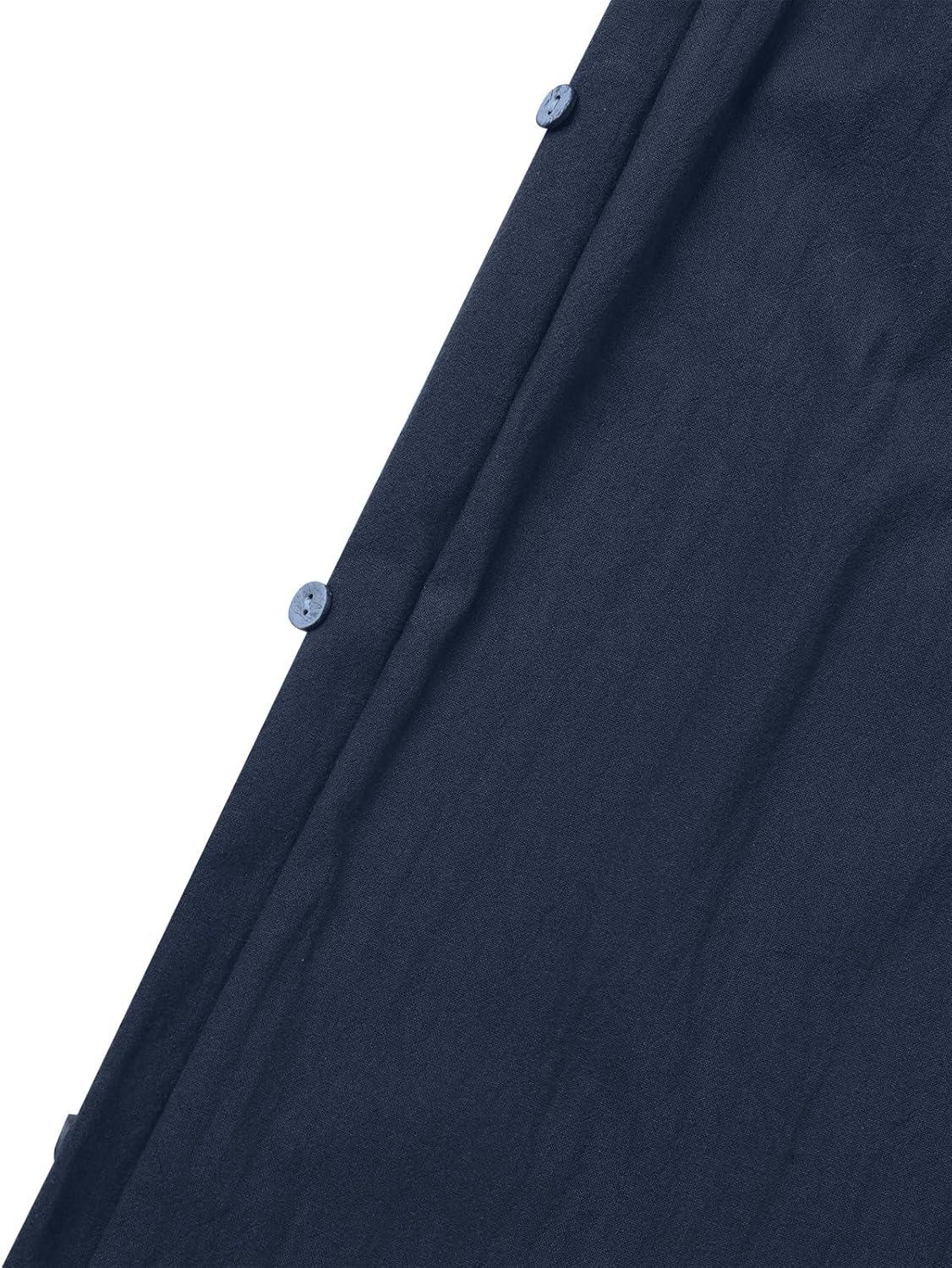 imageIDOPIP Womens Muslim Abaya Dress 2 Pieces Set Long Sleeve Button Down Shirt and Pants Casual Arabic Islamic Dubai OutfitsNavy Blue  Belt