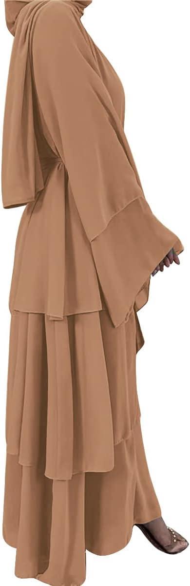 imageMuslim Abaya Dress for Women  Long Sleeve Islamic Dubai Abaya Cardigan Robe  Middle East Prayer Dress with HijabA Khaki