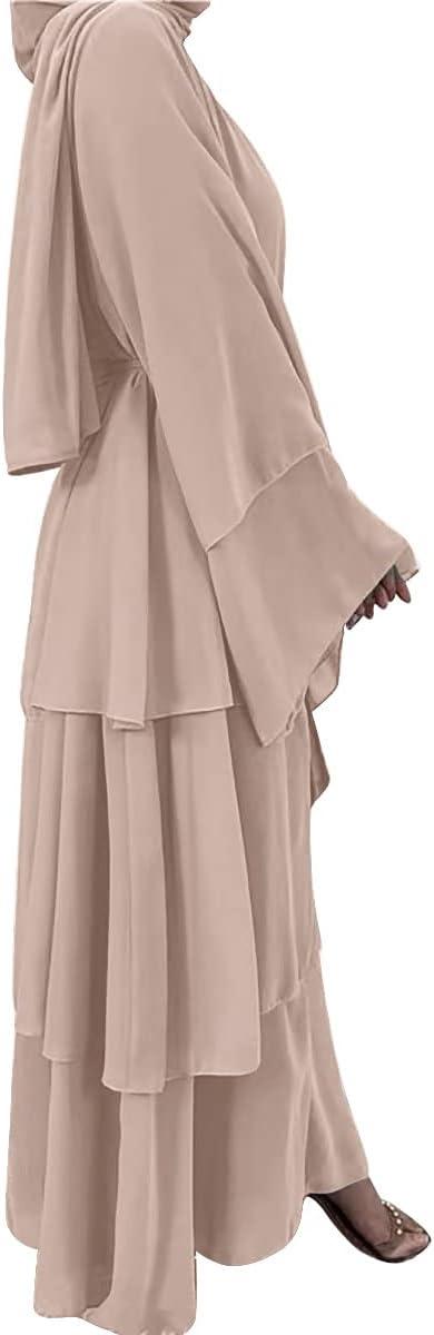 imageMuslim Abaya Dress for Women  Long Sleeve Islamic Dubai Abaya Cardigan Robe  Middle East Prayer Dress with HijabA Light Khaki