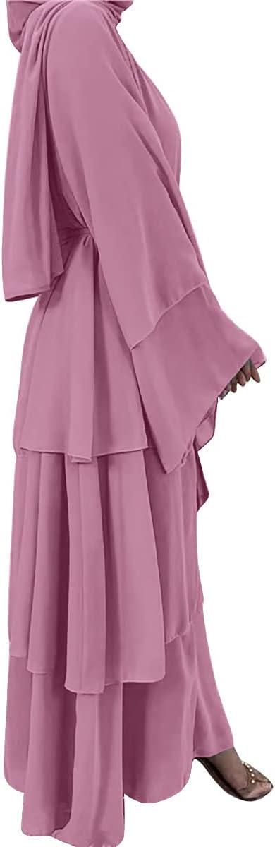 imageMuslim Abaya Dress for Women  Long Sleeve Islamic Dubai Abaya Cardigan Robe  Middle East Prayer Dress with HijabA Purple