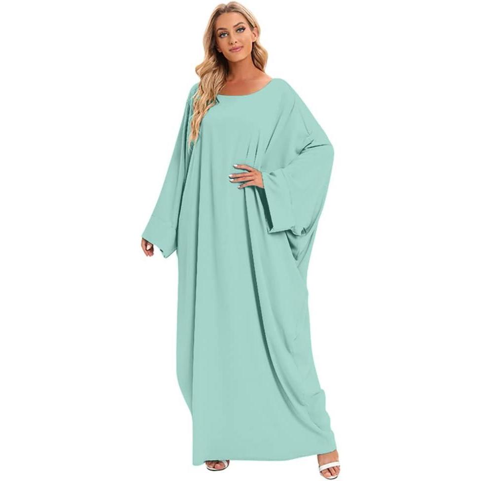 imageIDOPIP Abayas for Women Muslim Dress with Hijab OnePiece Long Sleeve Islamic Prayer Dress with Khimar Jilbab Kaftan ClothesGreen 1pc Dress Only