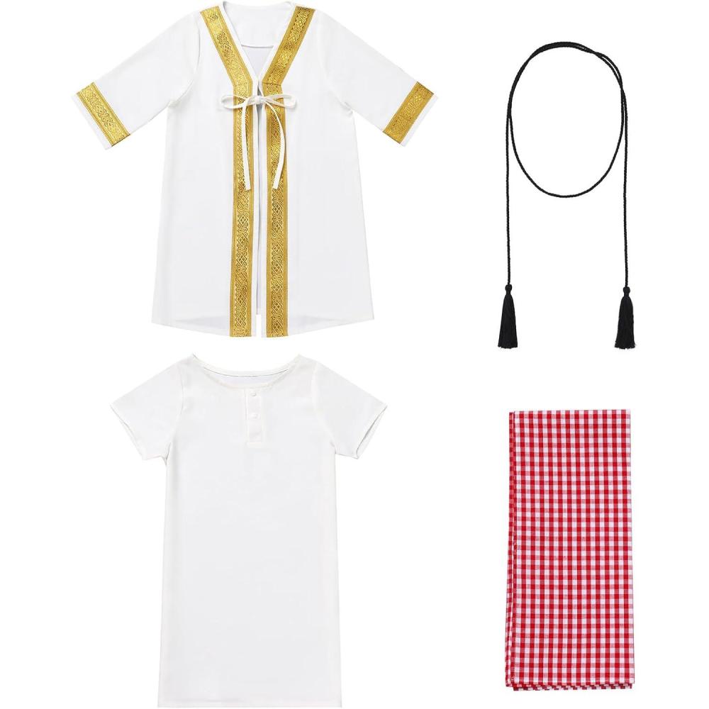 imageIDOPIP Muslim Baby Boys Ramadan Eid Outfit Cardigan Kaftan Thobe Arabic Islamic Abaya Dubai Robe Clothes with Head ScarfRopeWhite