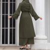 imageAbayas Muslim Dress for Women Long Sleeve Islamic Abaya Eid Dubai Kaftan Dresses Middle East Prayer Dress Chiffon RobeArmy Green