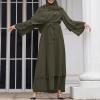 imageAbayas Muslim Dress for Women Long Sleeve Islamic Abaya Eid Dubai Kaftan Dresses Middle East Prayer Dress Chiffon RobeArmy Green