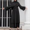 imageAbayas Muslim Dress for Women Long Sleeve Islamic Abaya Eid Dubai Kaftan Dresses Middle East Prayer Dress Chiffon RobeBlack