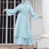 imageAbayas Muslim Dress for Women Long Sleeve Islamic Abaya Eid Dubai Kaftan Dresses Middle East Prayer Dress Chiffon RobeBlue