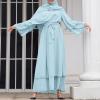 imageAbayas Muslim Dress for Women Long Sleeve Islamic Abaya Eid Dubai Kaftan Dresses Middle East Prayer Dress Chiffon RobeBlue