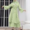 imageAbayas Muslim Dress for Women Long Sleeve Islamic Abaya Eid Dubai Kaftan Dresses Middle East Prayer Dress Chiffon RobeGreen