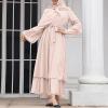 imageAbayas Muslim Dress for Women Long Sleeve Islamic Abaya Eid Dubai Kaftan Dresses Middle East Prayer Dress Chiffon RobeKhaki